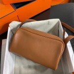 Private custom-made pure hand-sewn NouveauBoby shoulder bag, togo leather messenger bag, camera bag